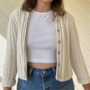 Talbots Petite Cream Knit Cardigan